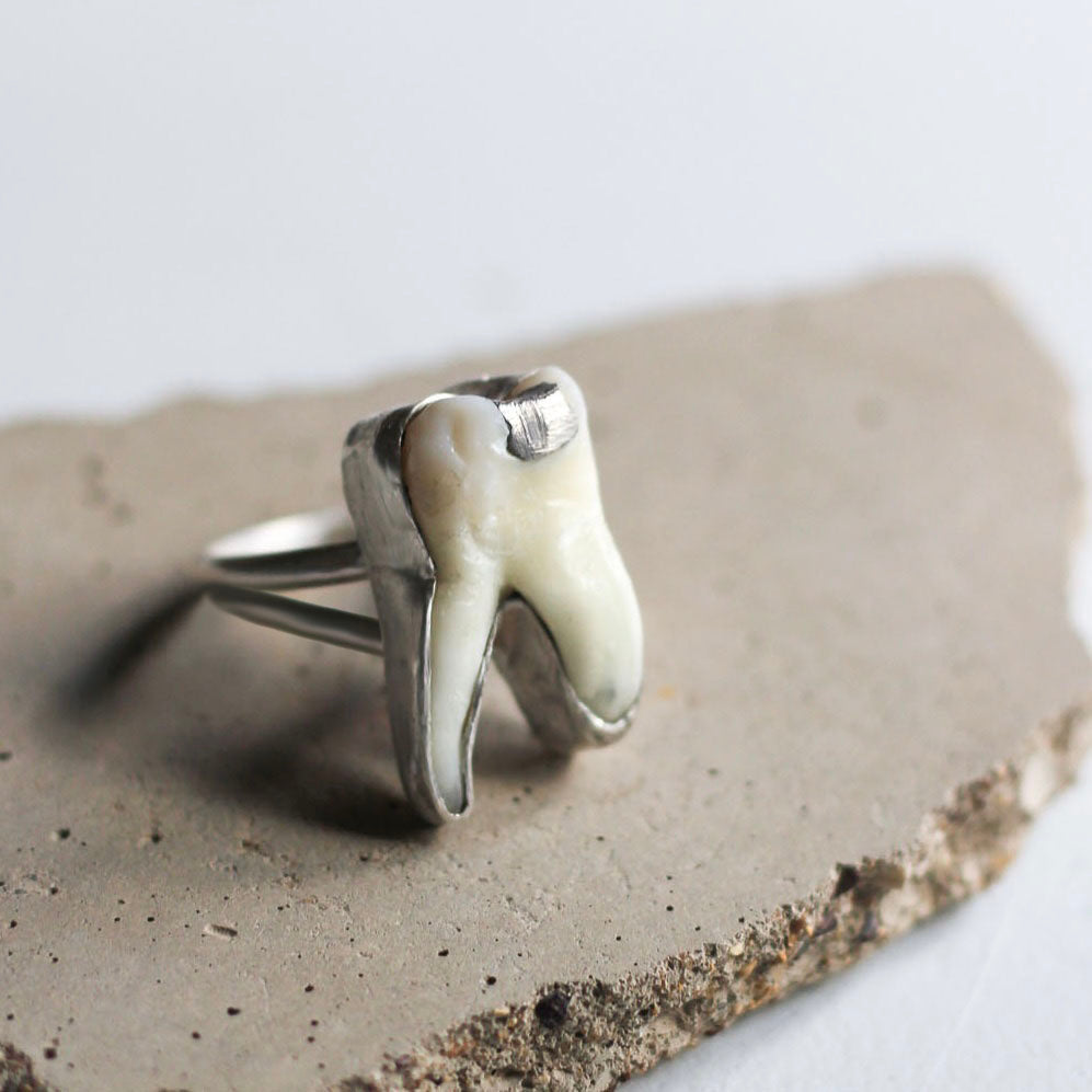Custom made tooth ring handmade sterling silver uk