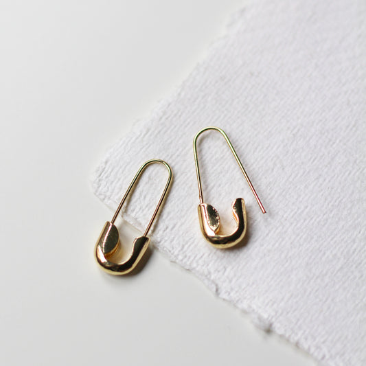 Gold Safety Pin Earrings