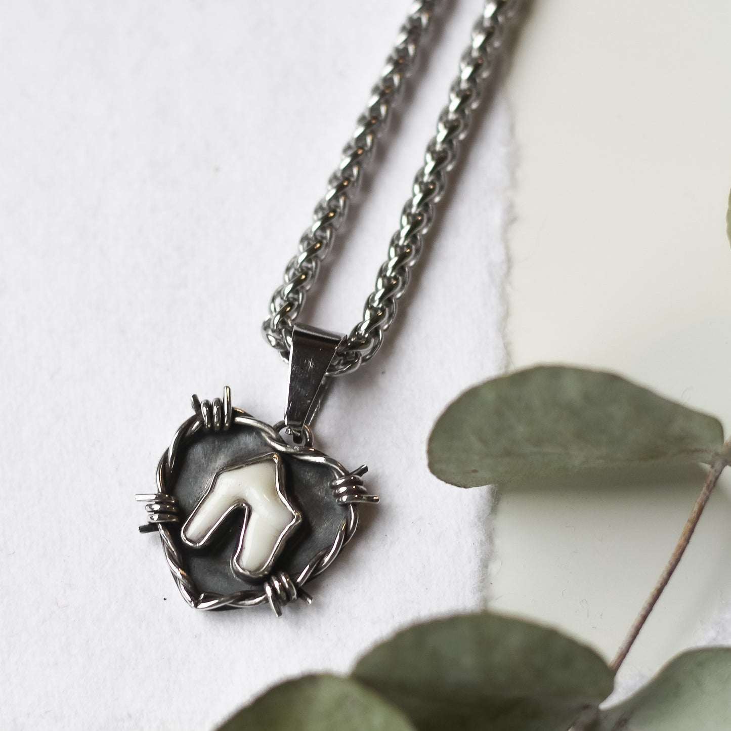 Custom Barbed Wire Fitted TOOTH necklace