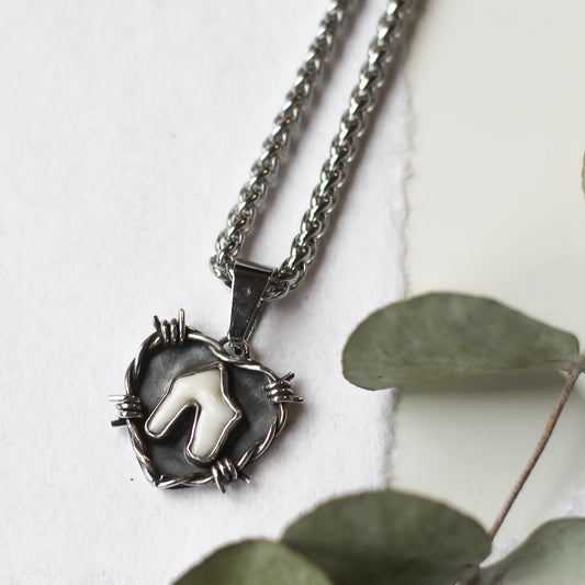 Custom Barbed Wire Fitted TOOTH necklace