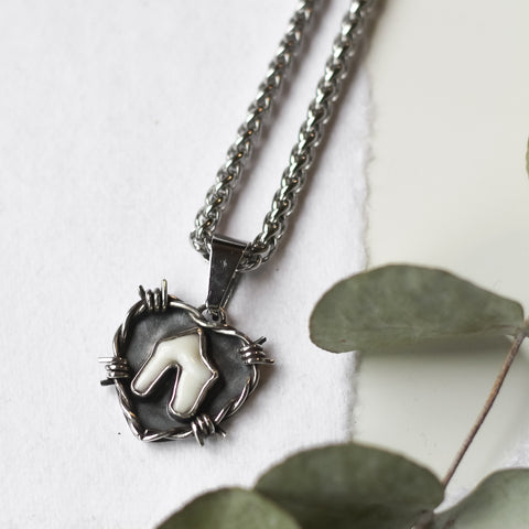 Custom Barbed Wire Fitted TOOTH necklace