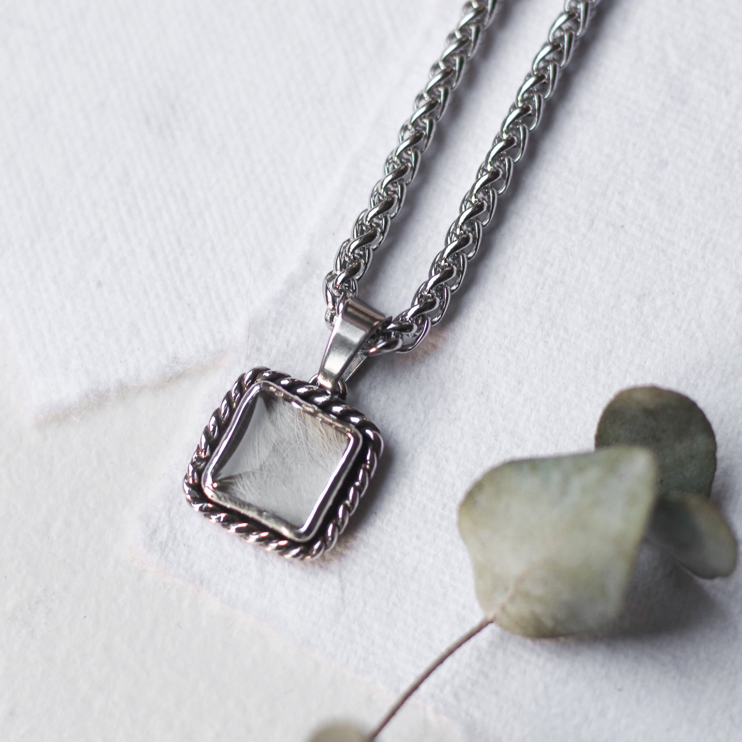 Custom Hair / Fur Necklace (Twisted border Square)