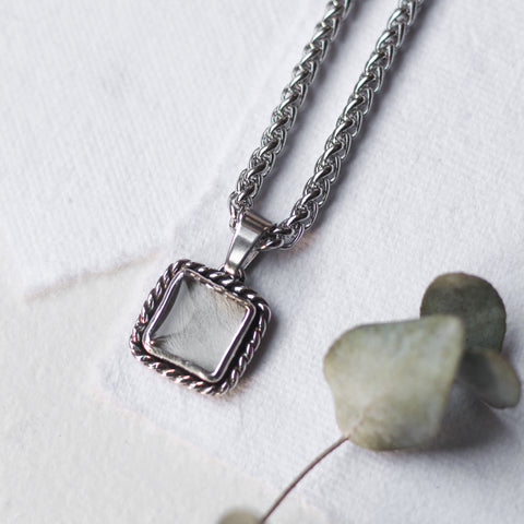 Custom Hair / Fur Necklace (Twisted border Square)