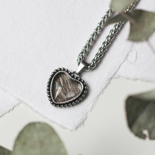 Custom Hair/Fur Beaded Heart Necklace