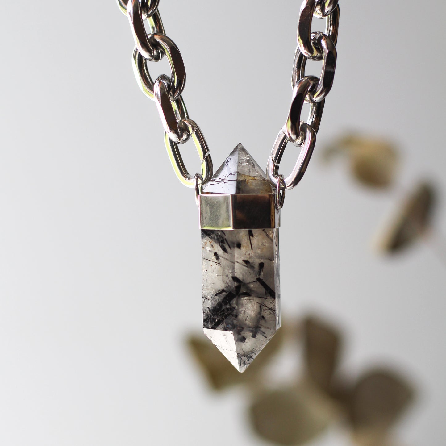Rutilated Quartz Point Necklace
