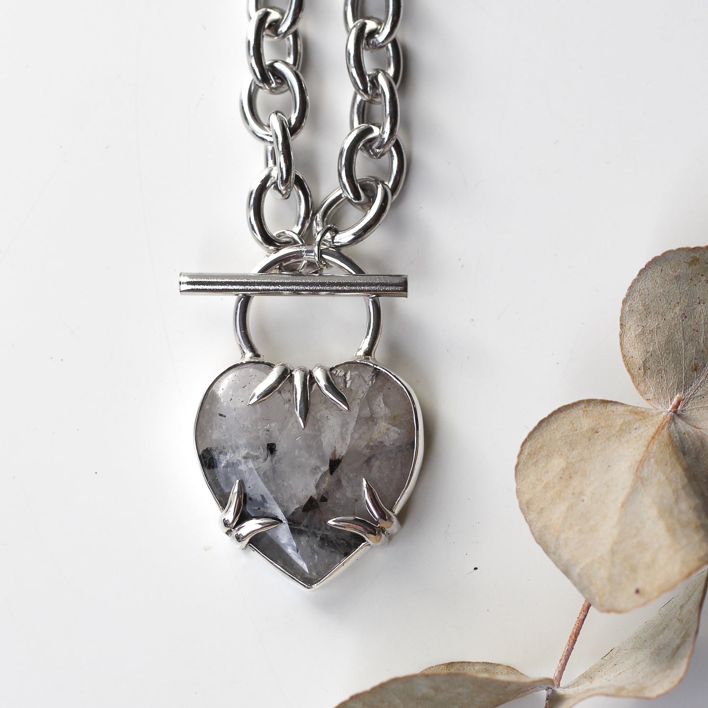 Rutilated Quartz Claw Heart