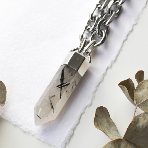 Rutilated Quartz Point Necklace