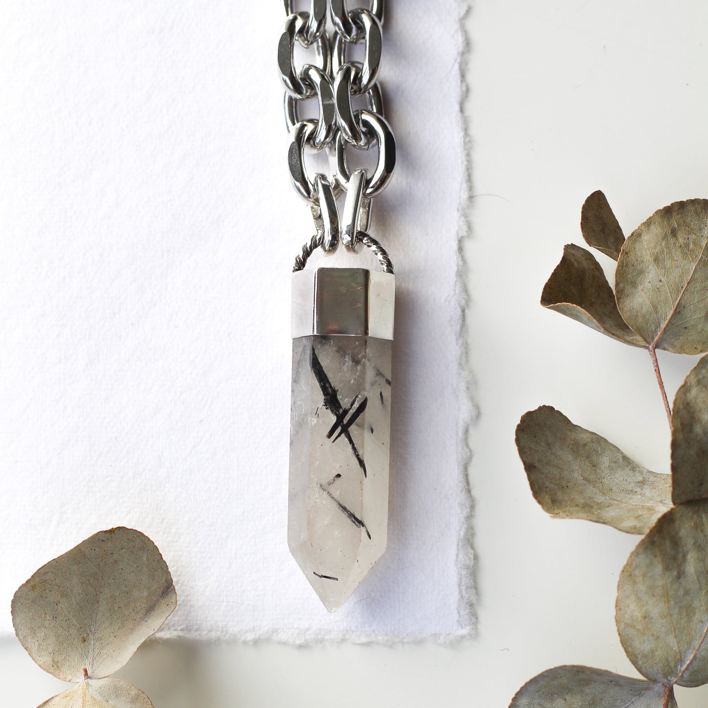 Rutilated Quartz Point Necklace