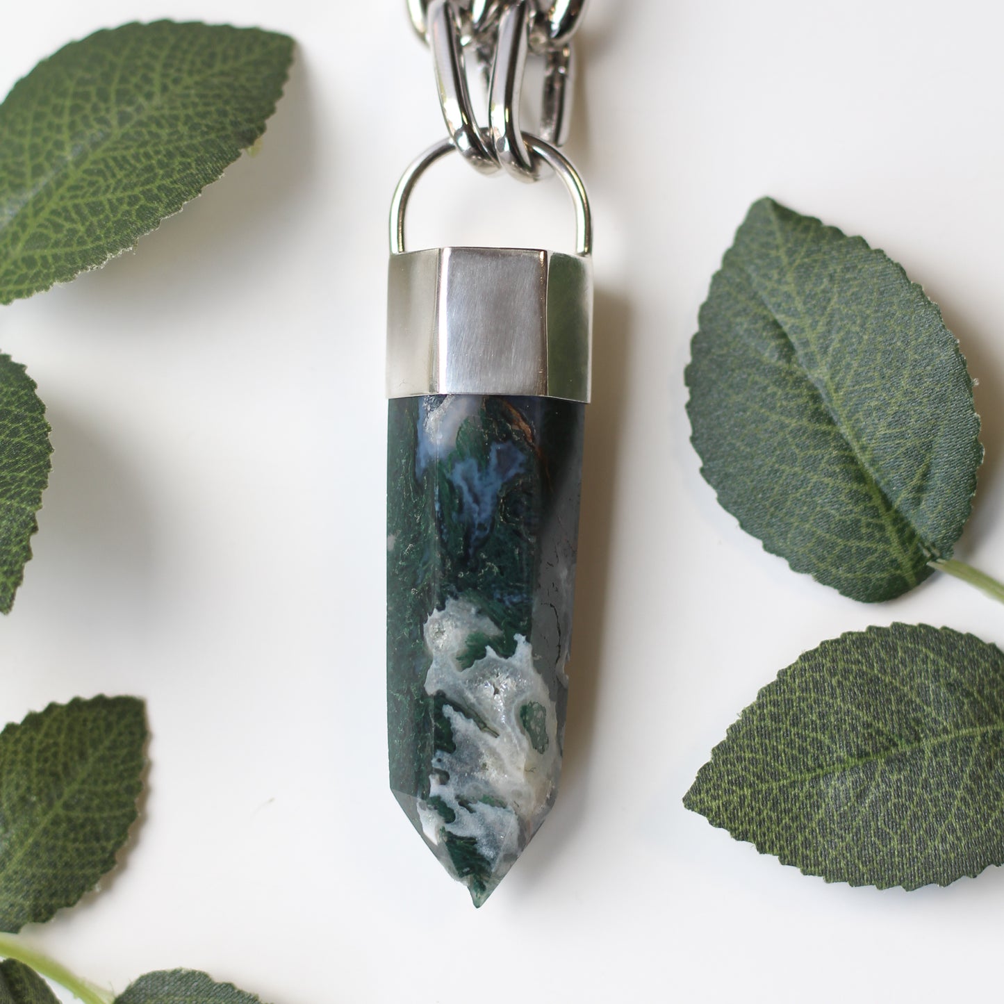 XL Chunky Moss Agate Necklace
