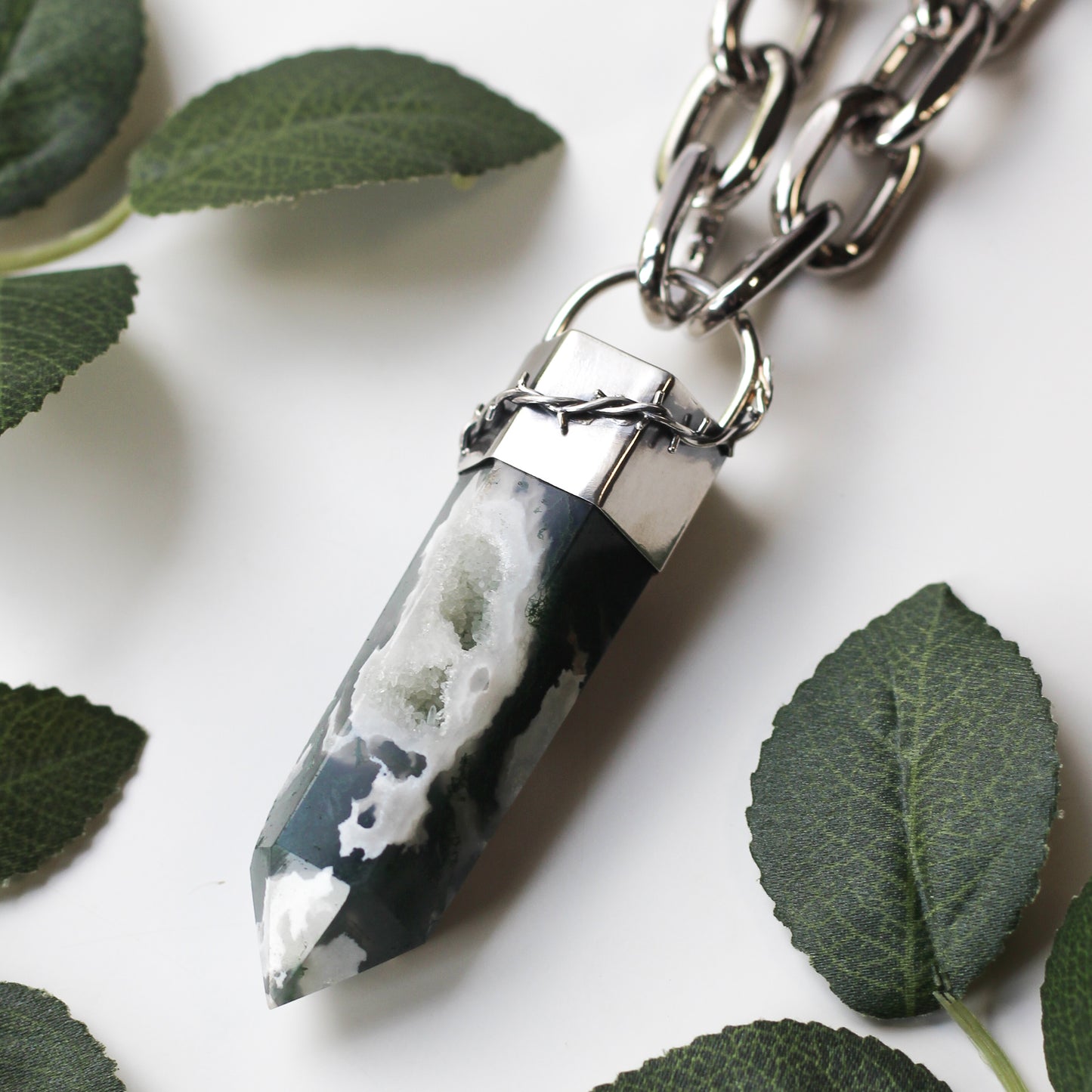 XL Chunky Moss Agate Necklace