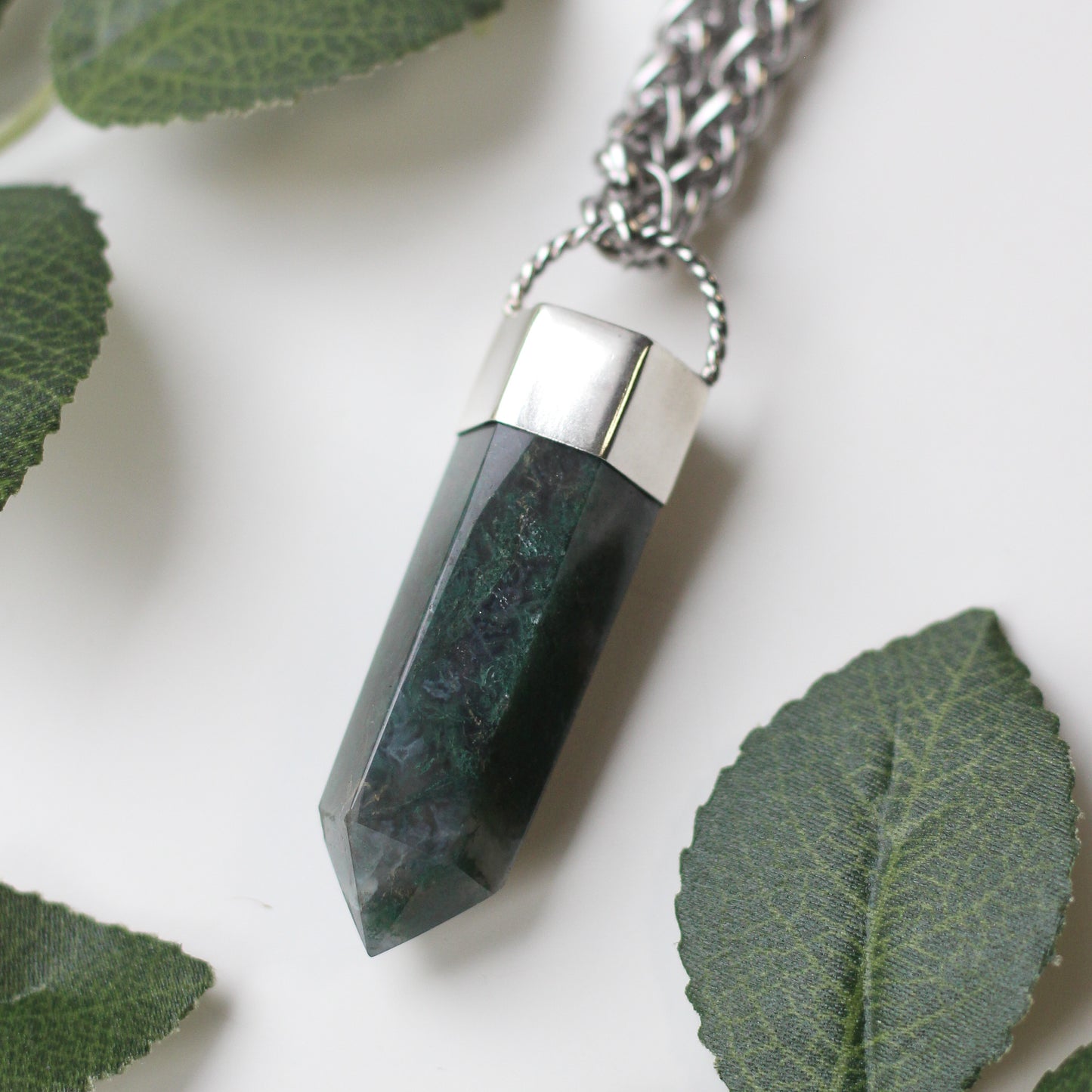 Chunky Moss Agate Necklace