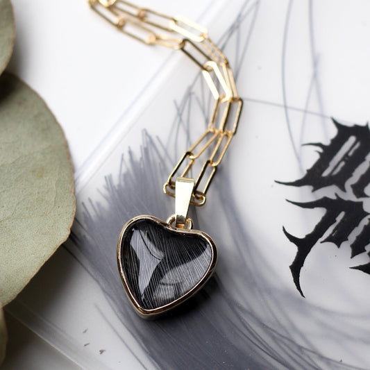 Custom GOLD Hair/Fur Heart Necklace