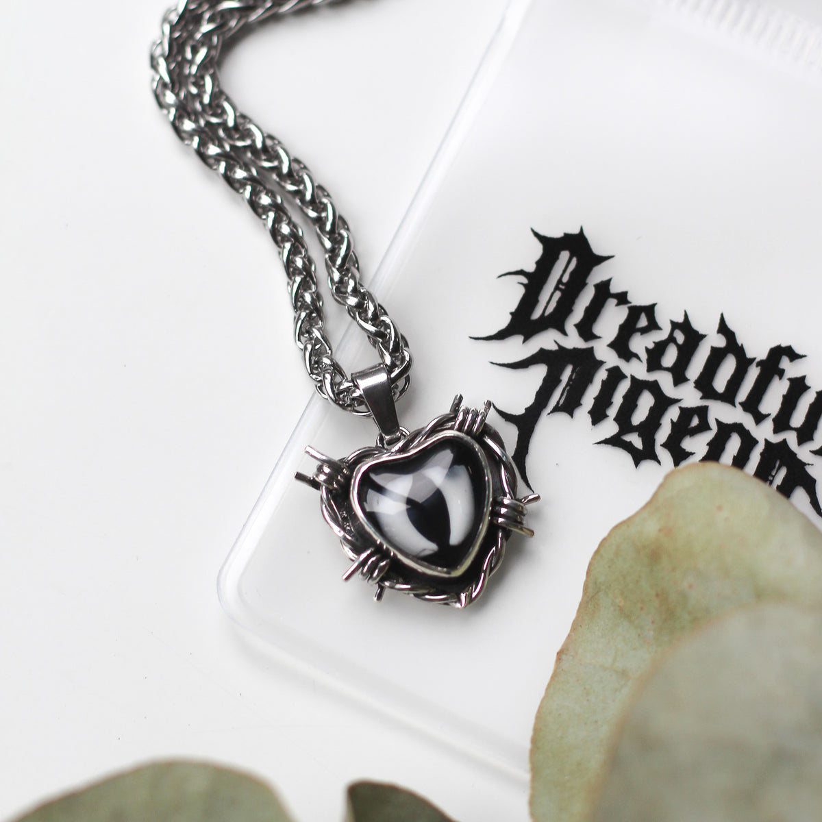 Custom Tooth Barbed Wire Heart Necklace