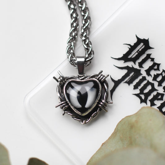 Custom Tooth Barbed Wire Heart Necklace