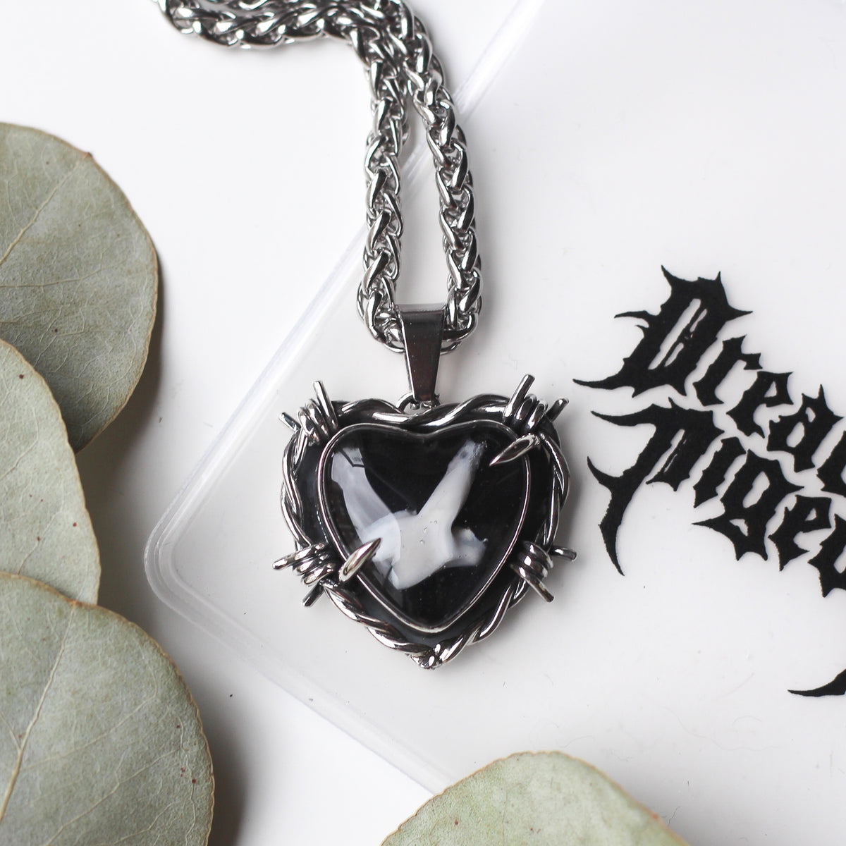Custom Tooth Barbed Wire Heart Necklace
