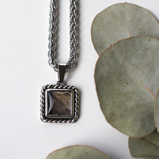 Custom Hair/Fur Twisted Square Necklace