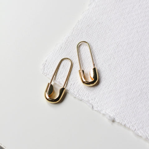 Gold Safety Pin Earrings