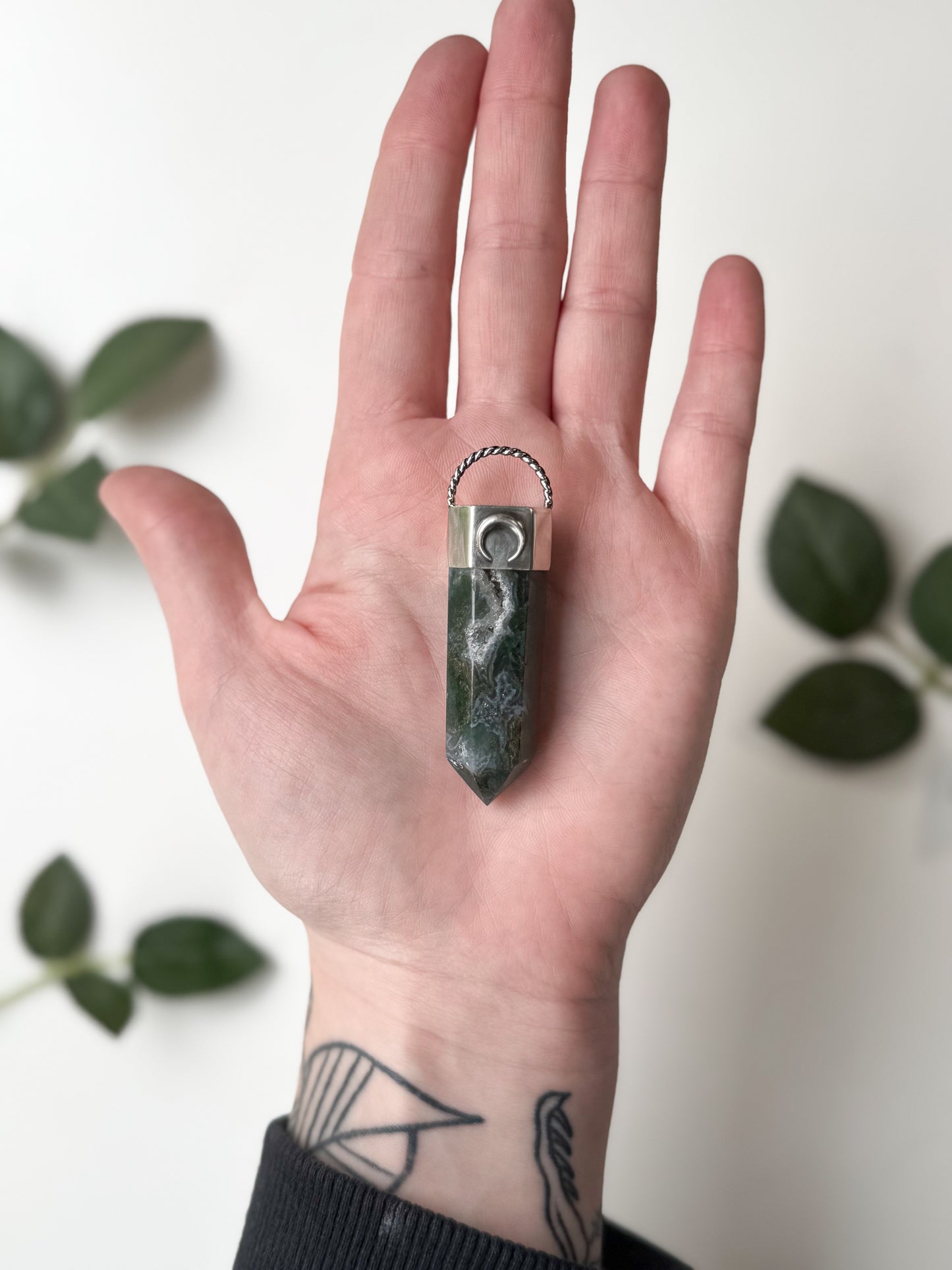 Chunky Moss Agate Necklace