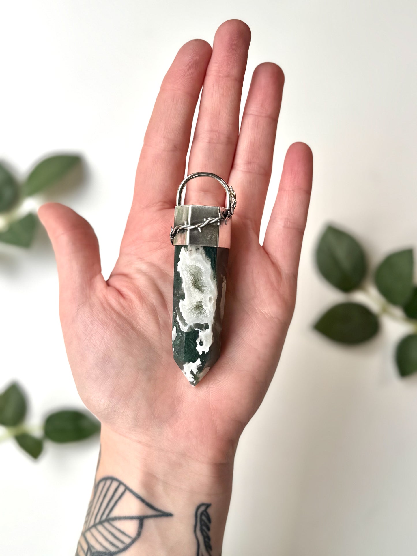 XL Chunky Moss Agate Necklace