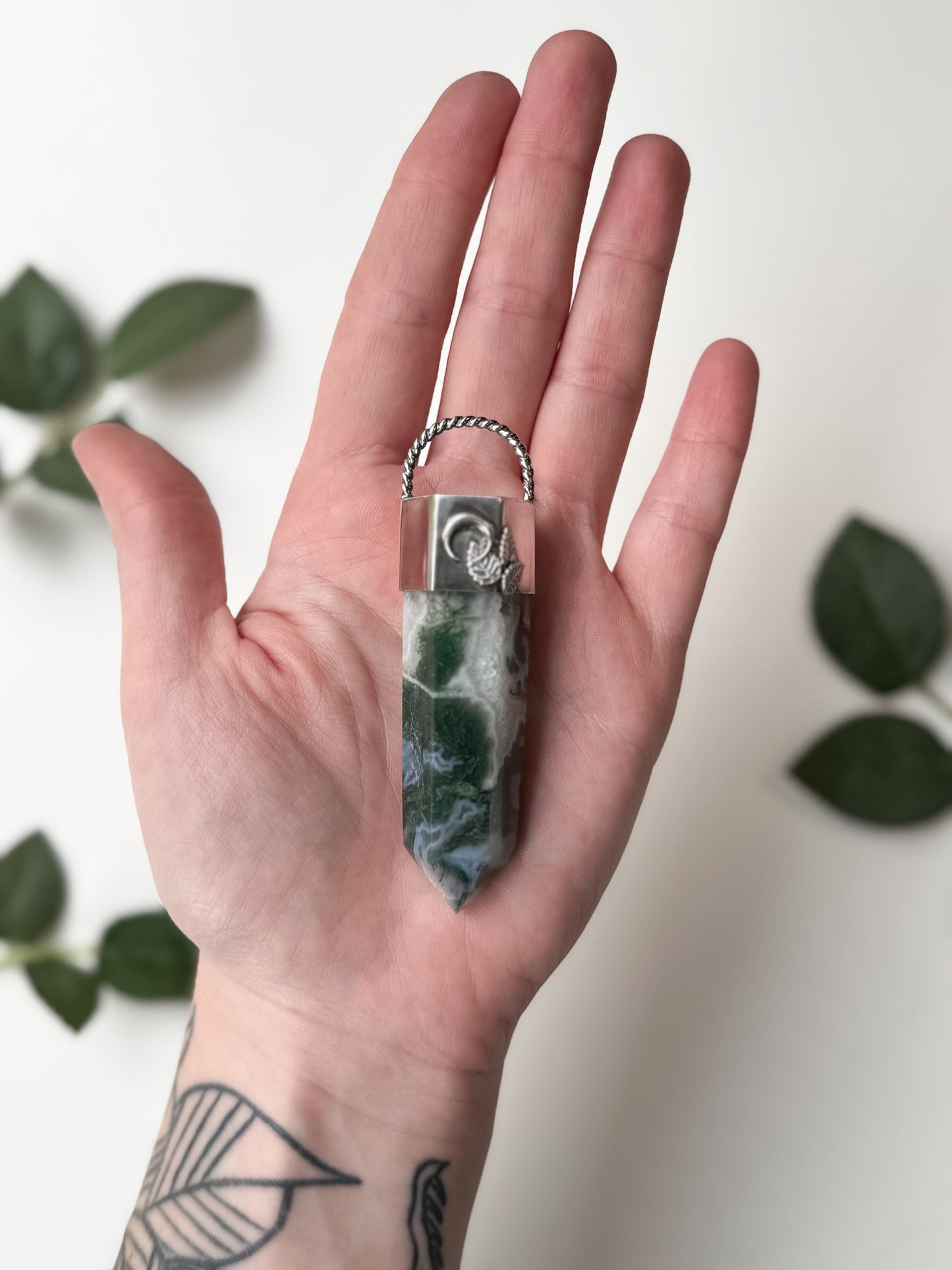 XL Chunky Moss Agate Necklace