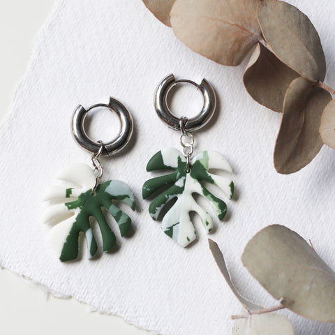 Variegated Monstera Earrings