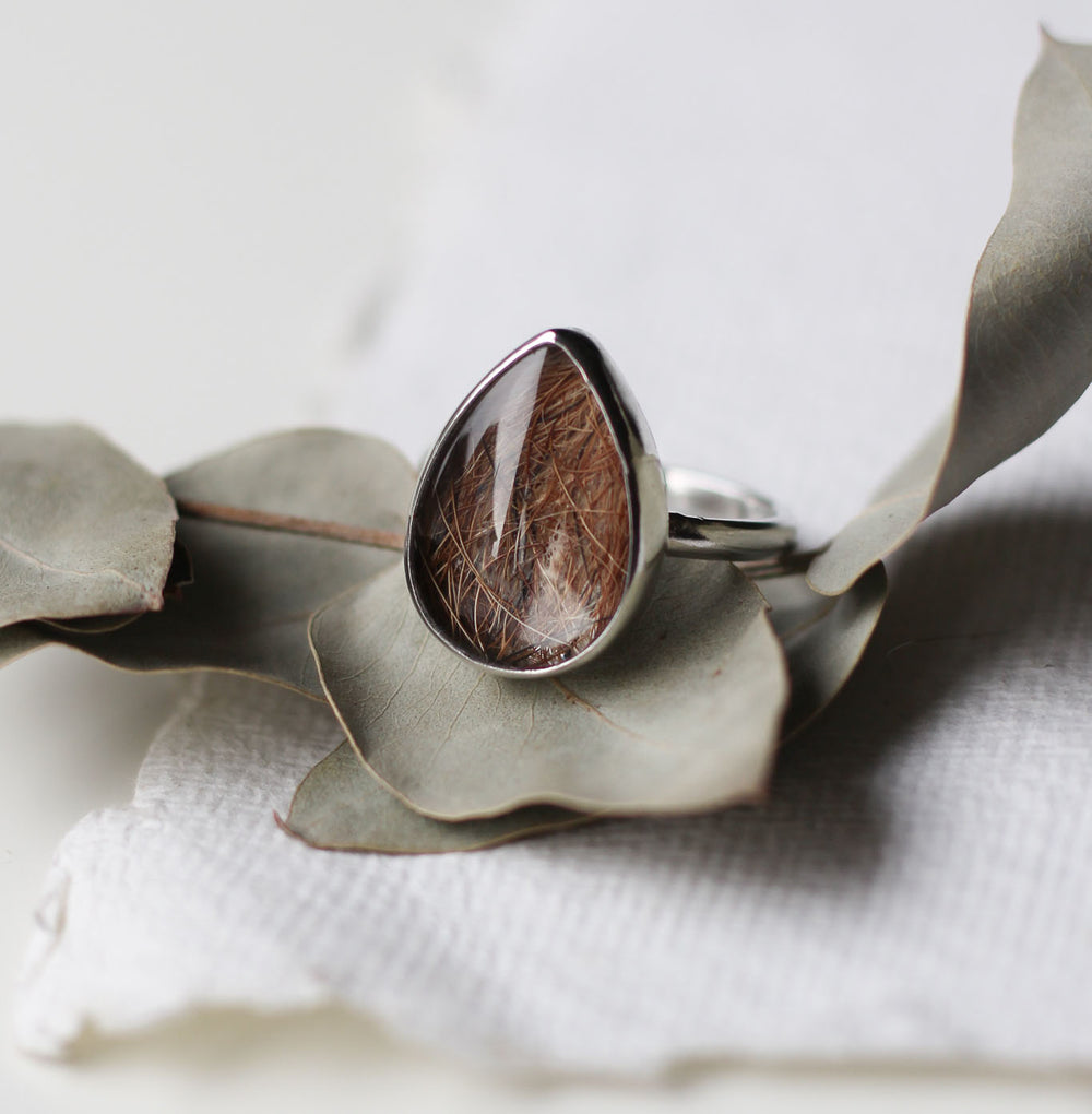 Custom Hair/Fur Teardrop Ring