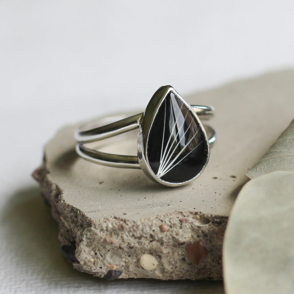 Custom Whisker Teardrop Ring