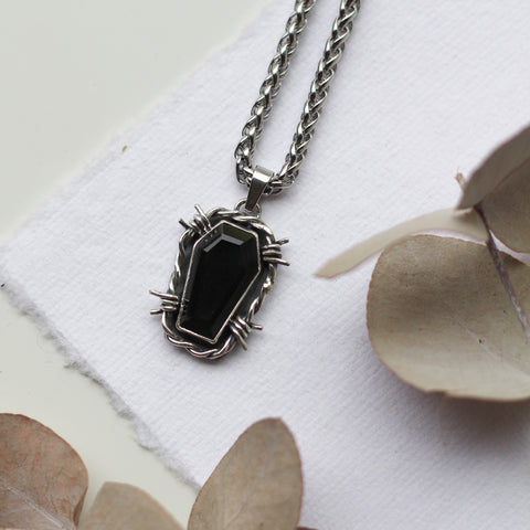 Barbed wire Coffin Necklace