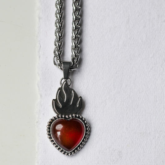 Sacred Flaming Heart Necklace