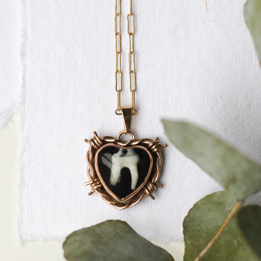 Custom GOLD Tooth Barbed Wire Necklace