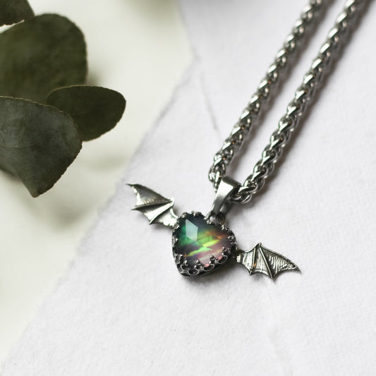 Bat heart necklace