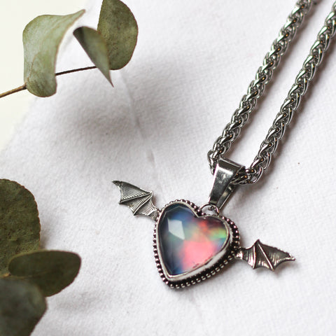 Large Bat heart necklace