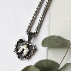 Custom Barbed Wire Fitted TOOTH necklace