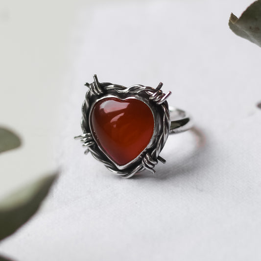 Red Agate Barbed Wire ring