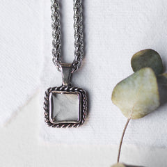 Custom Hair / Fur Necklace (Twisted border Square)