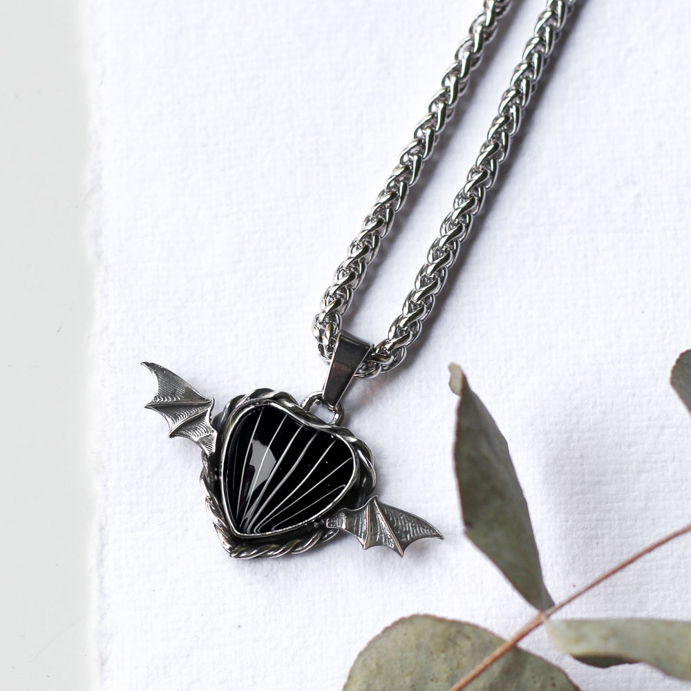 Custom Whisker Bat Heart necklace
