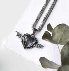 Custom Bat Heart HAIR necklace