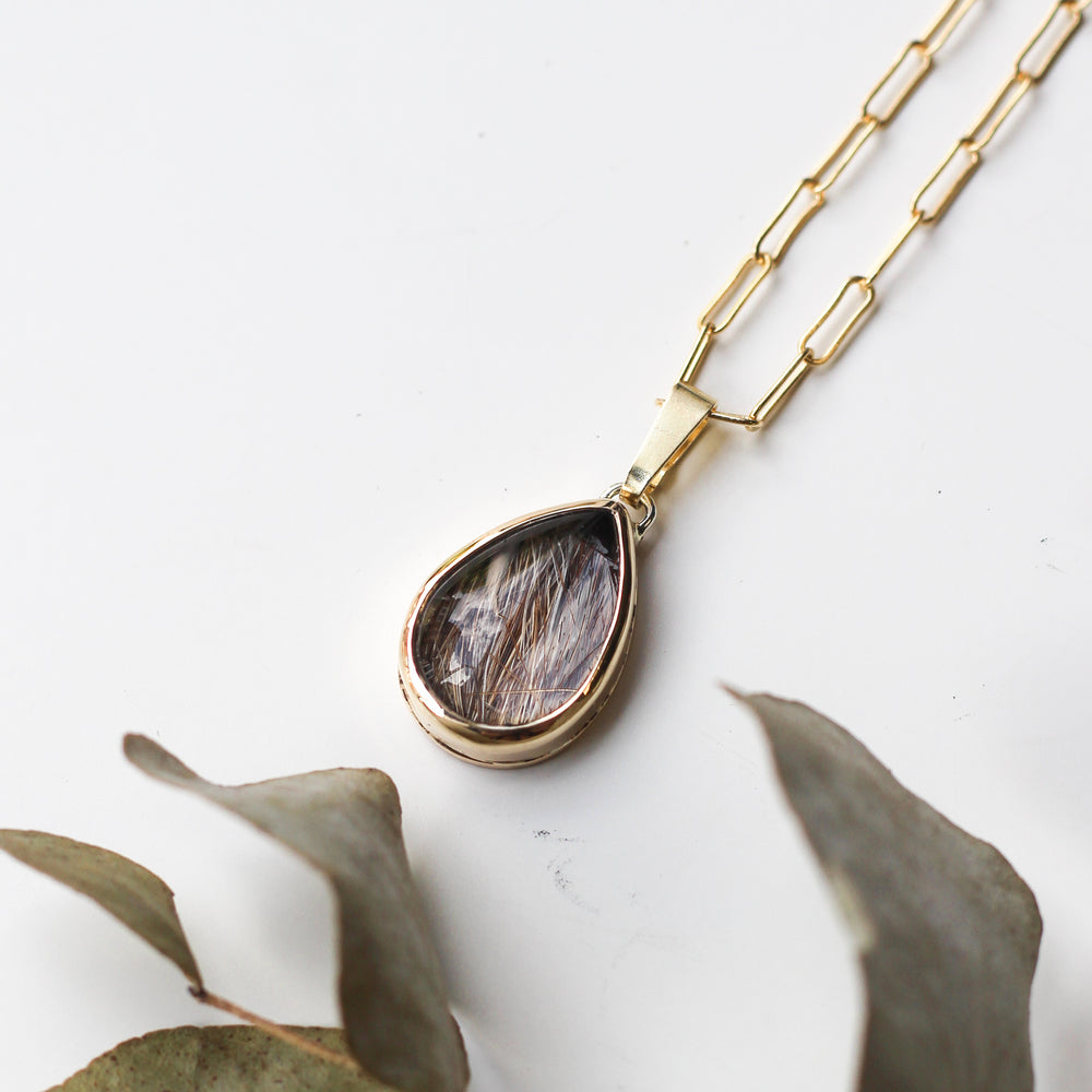 Custom GOLD Hair/Fur Teardrop Necklace
