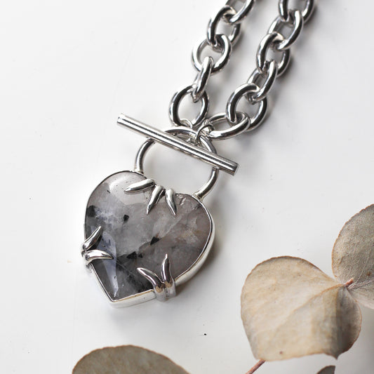 Rutilated Quartz Claw Heart