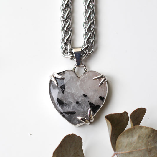 Rutilated Quartz Claw Heart