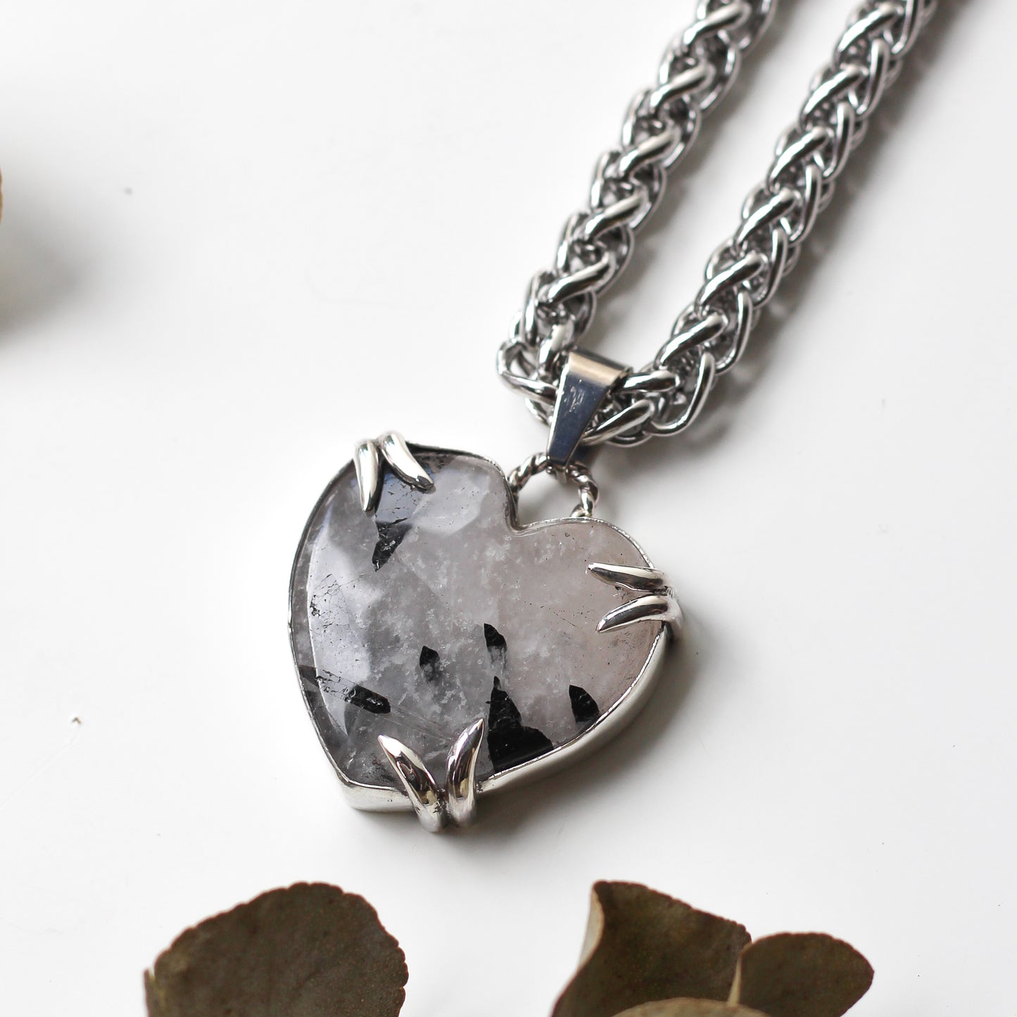 Rutilated Quartz Claw Heart