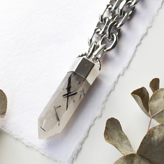 Rutilated Quartz Point  Necklace