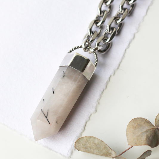 Rutilated Quartz Point Necklace
