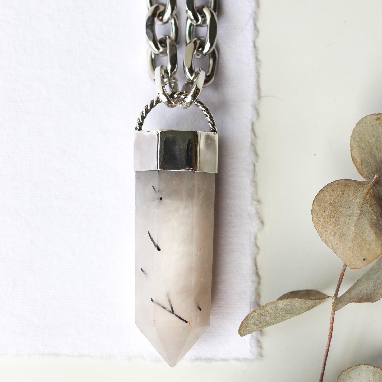 Rutilated Quartz Point Necklace