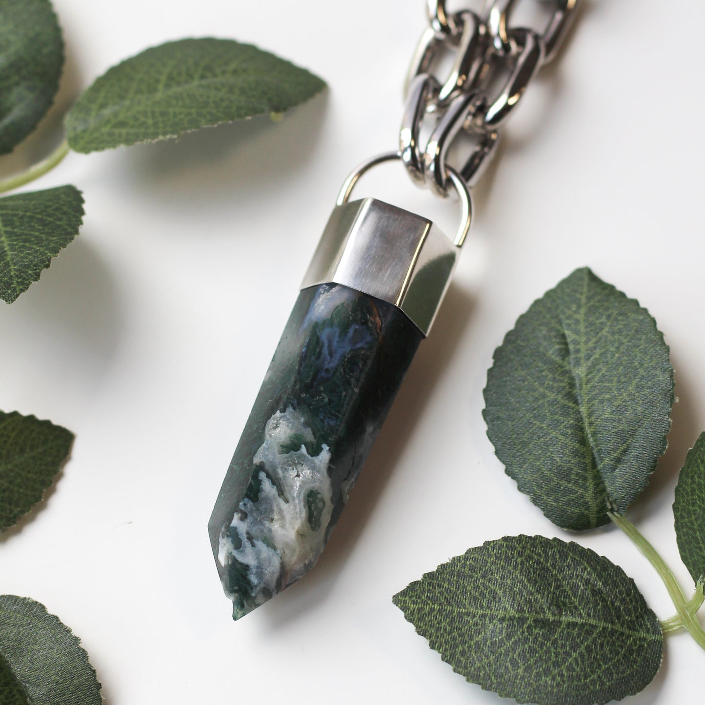 XL Chunky Moss Agate Necklace