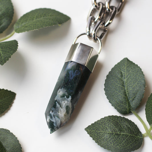 XL Chunky Moss Agate Necklace