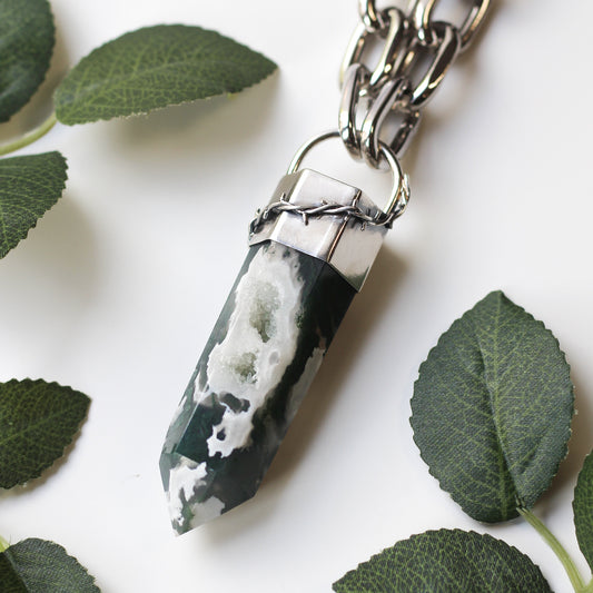 XL Chunky Moss Agate Necklace