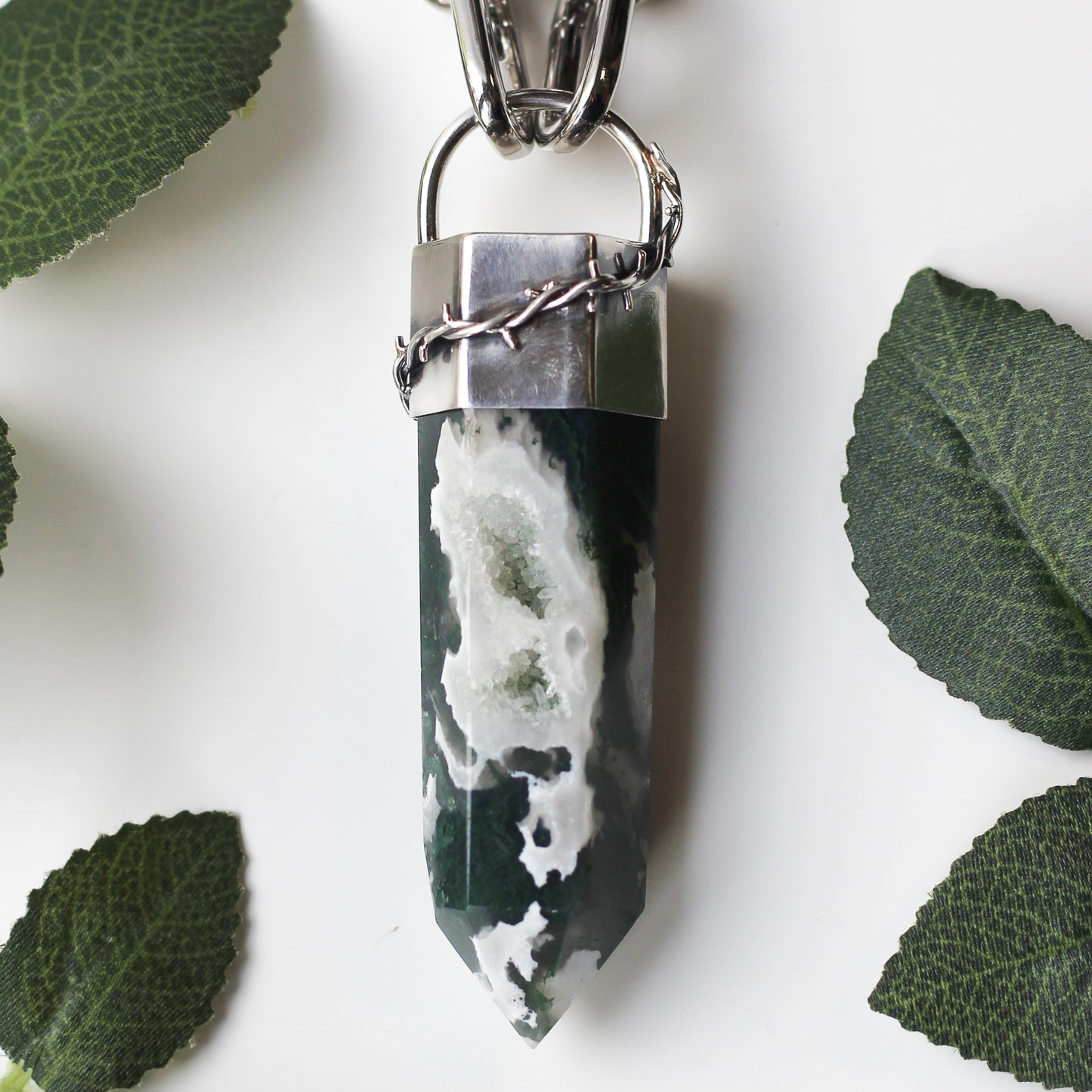 XL Chunky Moss Agate Necklace