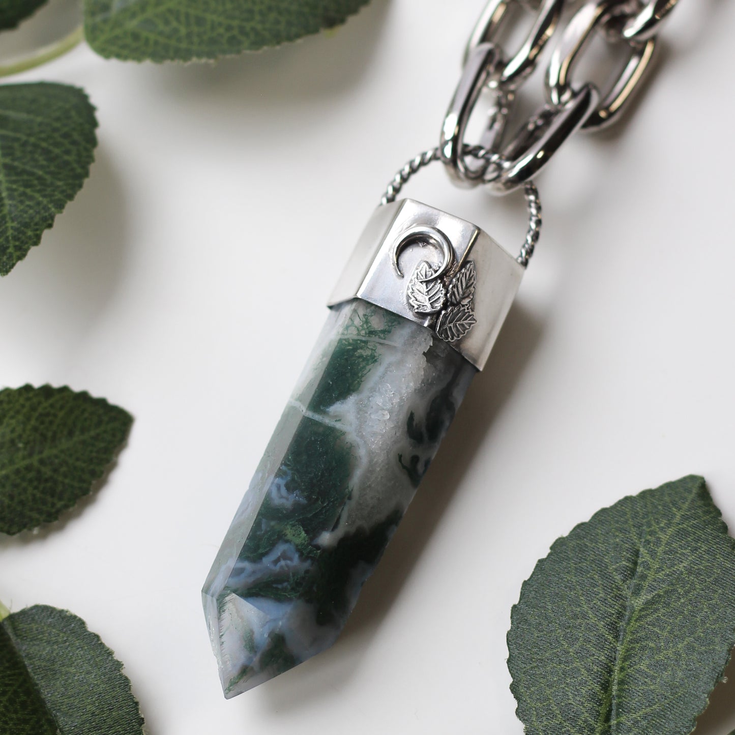XL Chunky Moss Agate Necklace