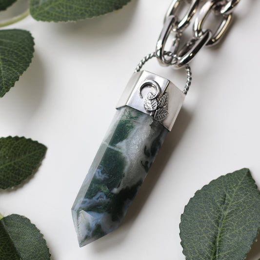 XL Chunky Moss Agate Necklace